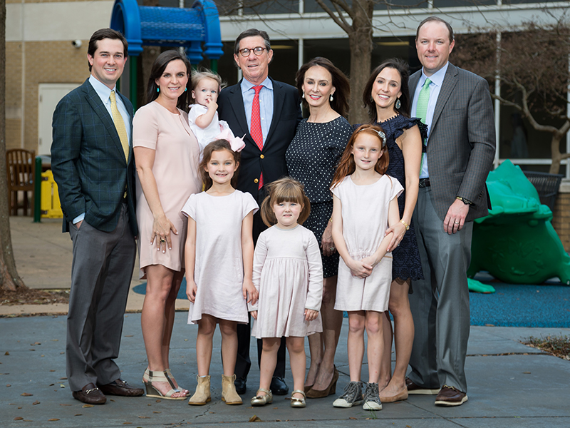 The Van Devender family includes, from left, William Van Devender and wife Meredith; Magee Van Devender, held by grandfather Billy Van Devender with wife Mollie; and Laura and Tommy Stansell. In front are sisters CeCe, Emery and Mollie Stansell. Not pictured: Clinton and Caroline Van Devender, Anne and Jack Stanton and their children, Edmund, Frances and John Brennan Stanton Jr., and Meredith and William Van Devender’s daughter, Ellie Louise Van Devender.